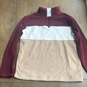 Kids Burgundy, White, and Tan fleece Sweater